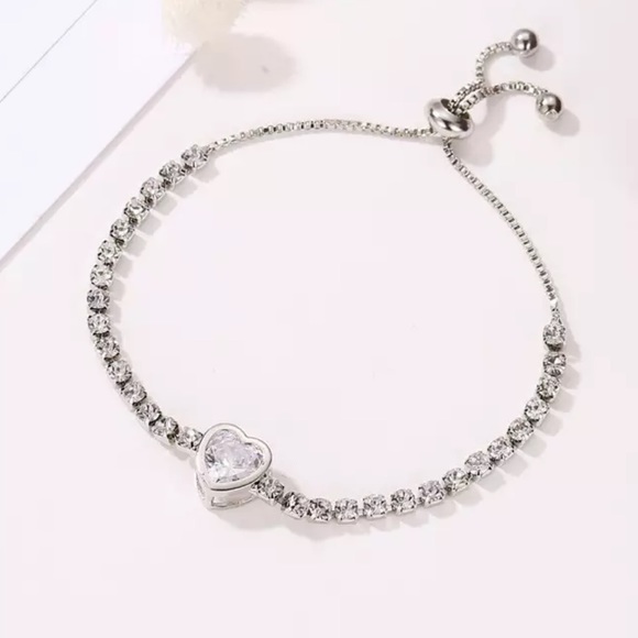 Rhinestone bracelet heart toggle style adjustable crystal diamond y2k glam sexy - Picture 4 of 4
